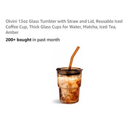 Brand new 13oz Glass Tumbler with Straw and Lid