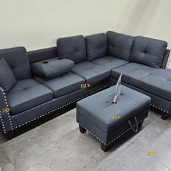 BRAND NEW 3PCS SECTIONAL SOFA SET WITH OTTOMAN AND ACCENT PILLOW INCLUDED $349