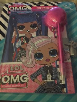 LOL OMG Lock & Key Diary Include Pink Furry Pen Brand New