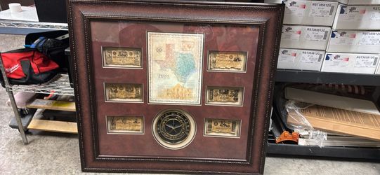 Texas map with old bills