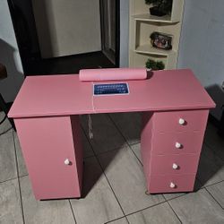 OmySalon Manicure Table for Nail Tech, Nail Table, Beauty Salon Tech Station with Powered Downdraft Vent, Lockable Casters, Wrist Cushion,