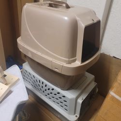 Small Crate And Cat Litter Box