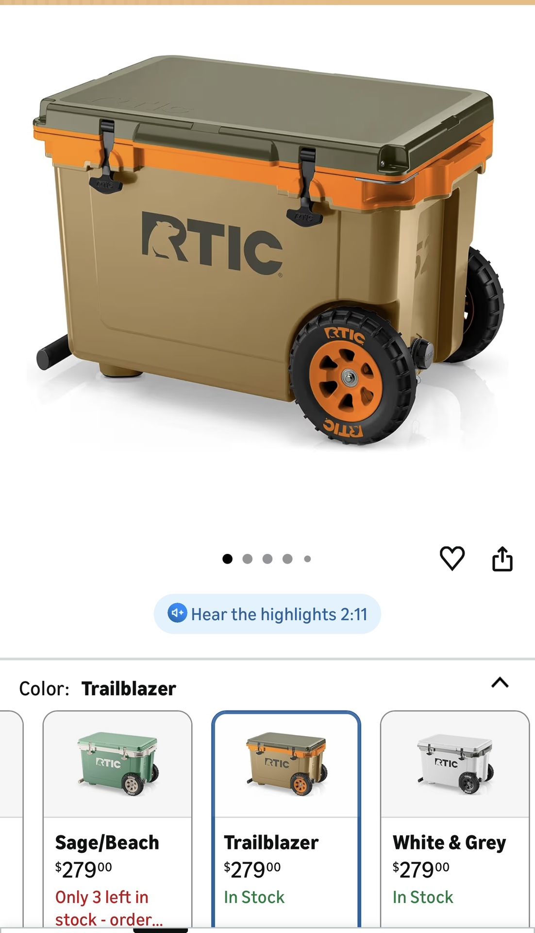 RTIC 52 QT - Wheeled cooler
