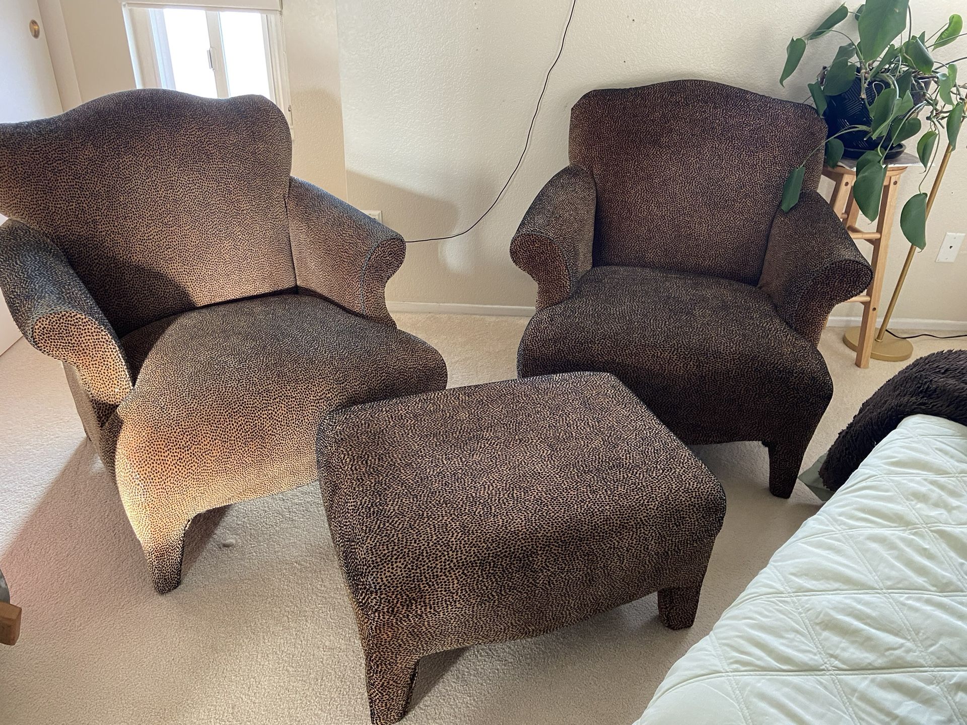 Sofa Chairs With Ottoman, Leopard Print