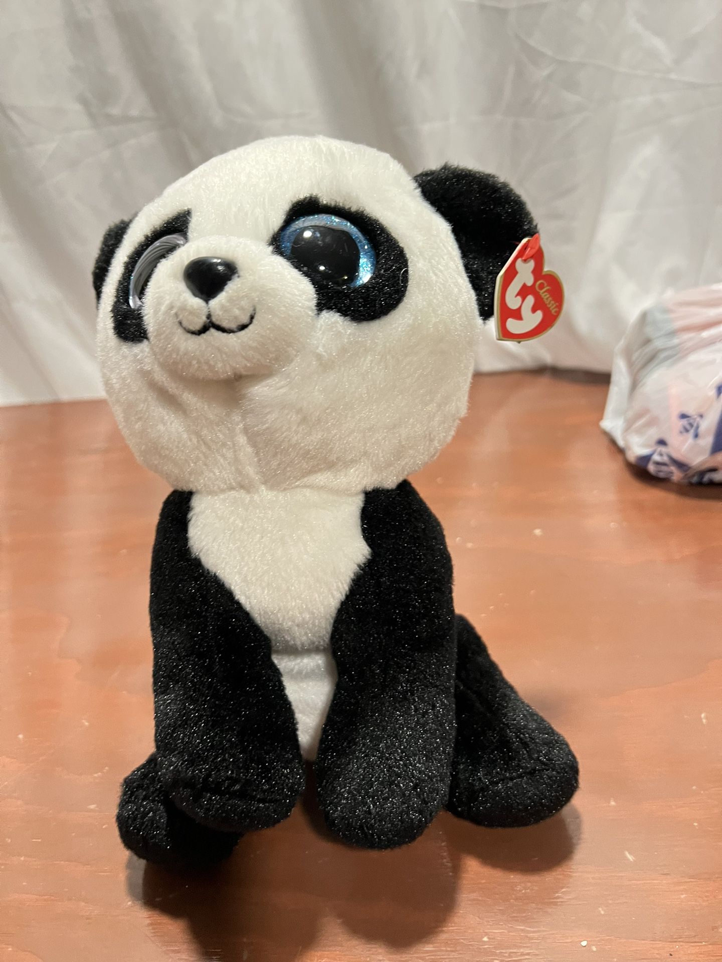 TY Classic Buddy Ming The Black And White Panda Bear 10" Long Mint With All Tags