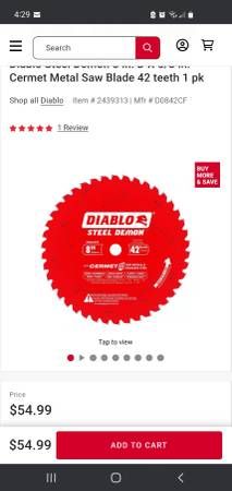 8" ferrous metals blade 42 teeth