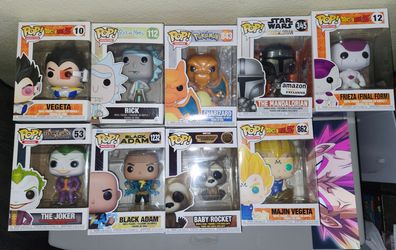 Funko pops and Vegeta sticker for sale