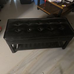 Black Storage Bench with Lift-Top & Bottom Shelf
