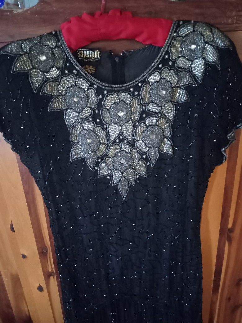 Silk Sequins Evening Dress Women's Size 12
