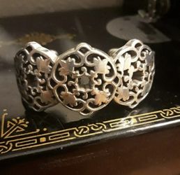 Brighton Open Cuff Filigree Bracelet Excellent Silverplate Metal