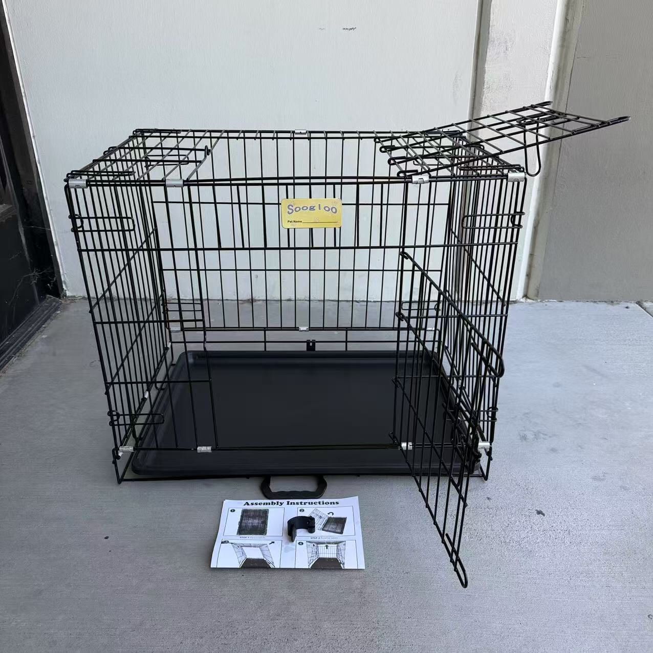 New In Box 24x17x20 Inch Tall 2 Doors Foldable Collapsible Travel Dog Cage Pet Crate Kennel With Removable Tray 