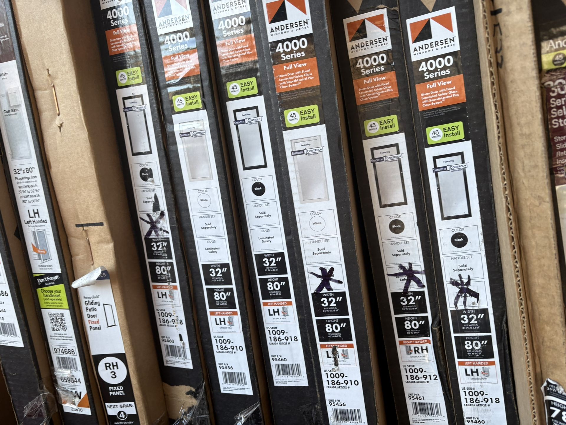 Andersen 4000 Series 32 in. x 80 in. Black Right-Hand/Outswing Full View Aluminum Storm Door - Laminated Safety Glass