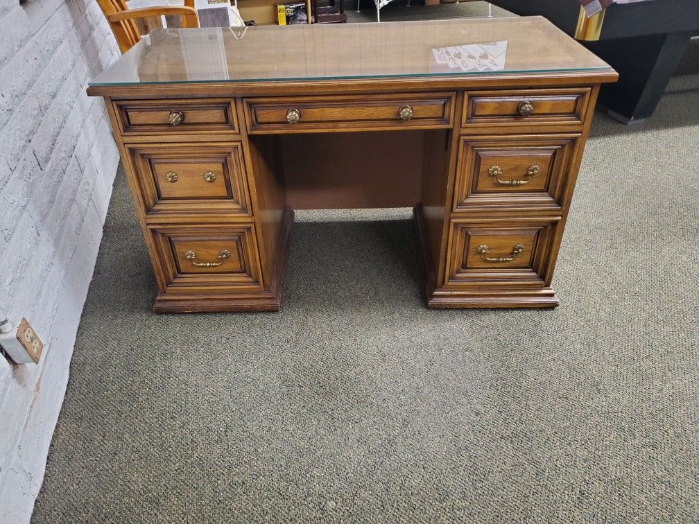 Antique Small Oak Wood Desk