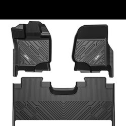 3W Floor Mats Fit for 2015-2023 2024 Ford F150 SuperCrew Cab/F-150 Lightning SuperCrew Cab, TPE All Weather Floor Liner Custom Fit Car Accessories Ful