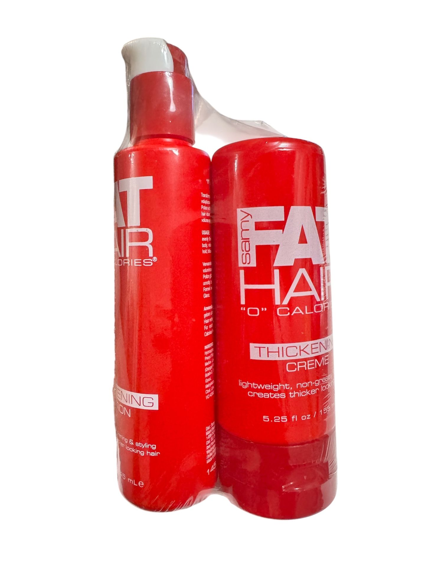 Samy Fat Hair 0 Calories THICKENING CREME 5.25oz & Thickening Potion 5floz. NEW