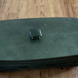 Longaberger Dark Green Rectangular Bread Basket Set with lid 2006