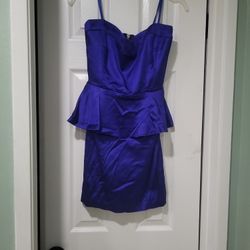 SILK BLUE STRAPLESS  DRESS FOR WOMEN 