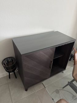 Dark Wood Cabinet BAR with Glass Top