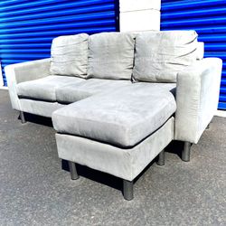 Gray Modern Microfiber Sectional Sofa