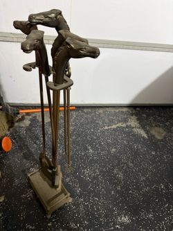 Fireplace tools $50 horse design vintage