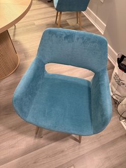 Teal Upholstered Armchair w/ Metal Legs