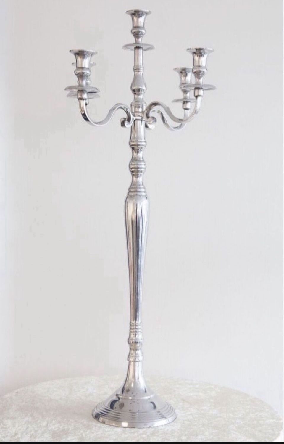 SILVER VENUS CANDELABRA 5 ARMS 3 SIZES WEDDING CANDLESTICK CENTREPIECE