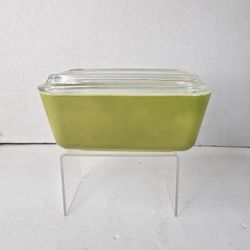 Vintage Pyrex 1970s Verde Green 502 1.5 Pint Refrigerator Dish With Lid