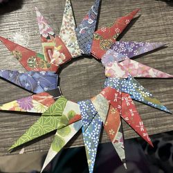 Homemade origami wreaths