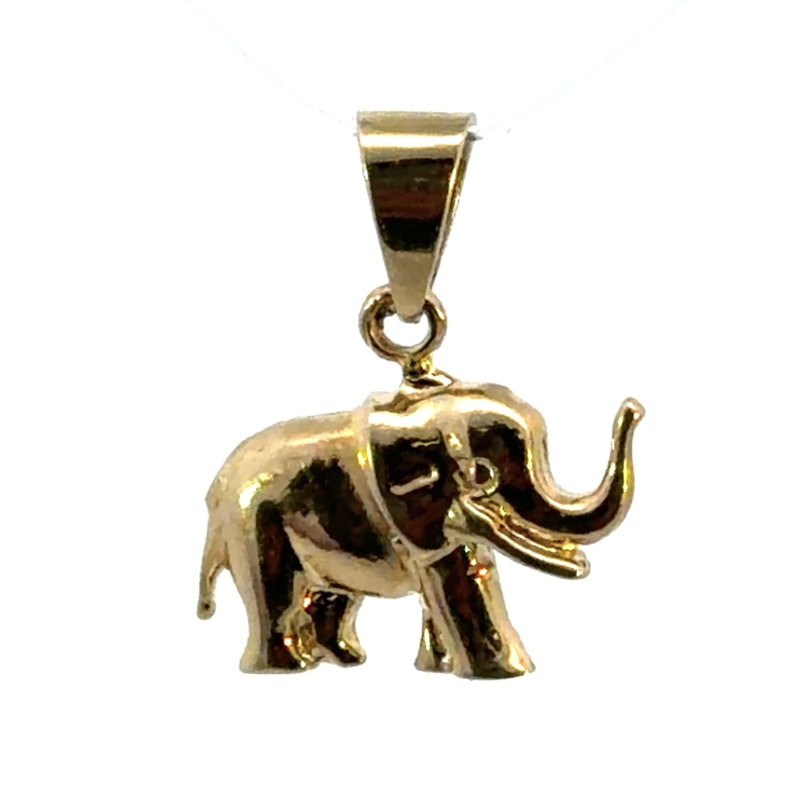 Woman’s Ladies 10k Yellow Gold Petite Elephant Charm Pendant For Necklace GP3105403