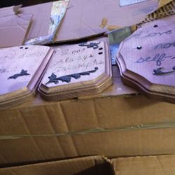 Whole Box Of Brown Wedding Plaques And 12 Bells 