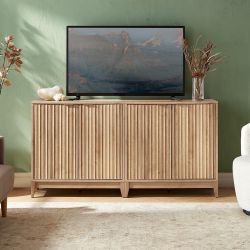 Set Of 2- Natural Wood Storage Cabinet 