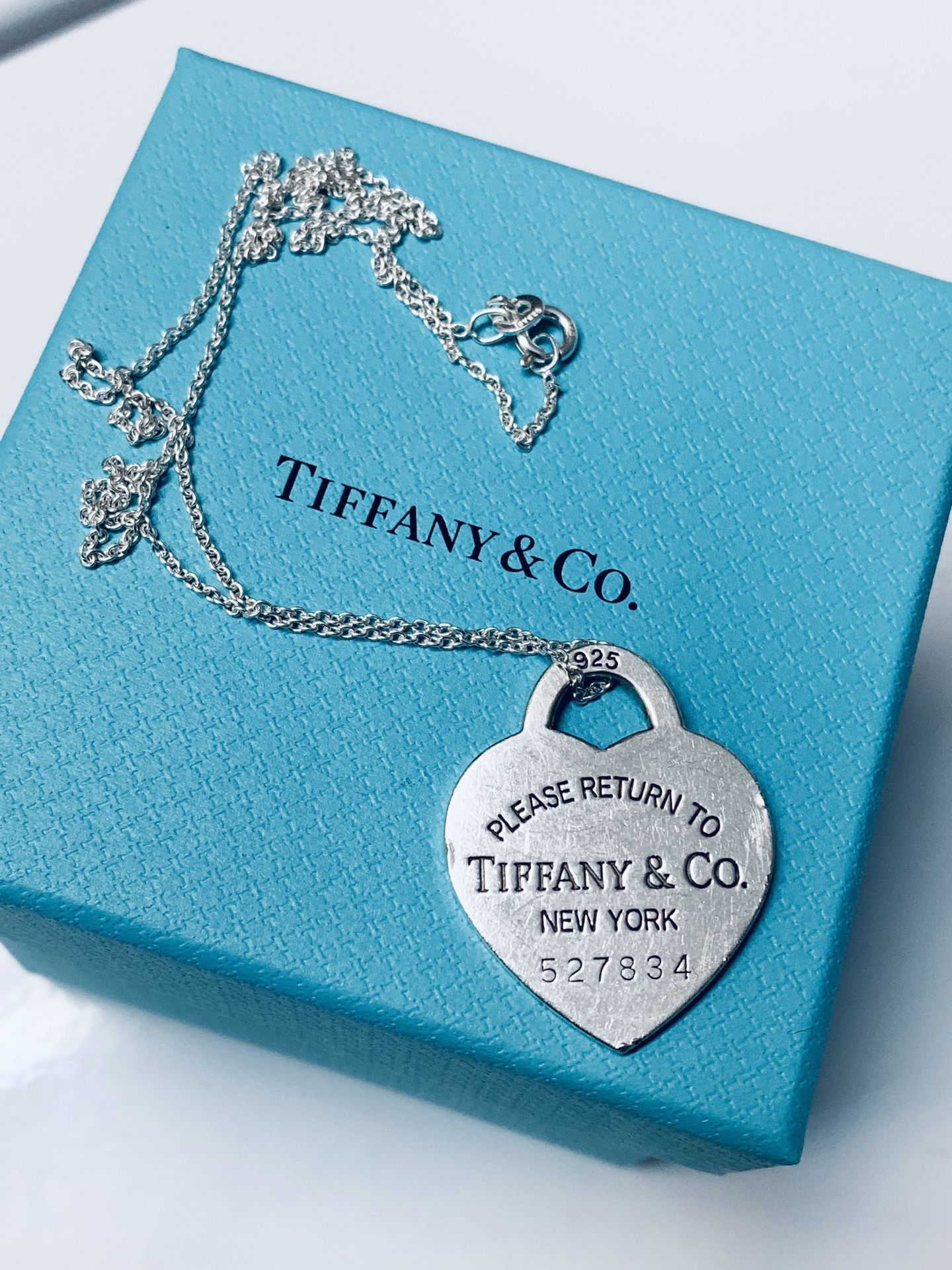 Tiffany & Co. Sterling Silver Large Heart 925 Tag Charm Necklace Pendant