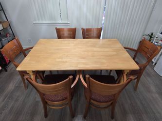 Wood Dining Table with 6 Chairs