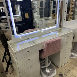 New Large White Vanity With LED Lights Touch