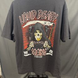 Liquid Death x NASCAR Racing Team T-Shirt ’47 Brand Black Grim Reaper Graphic Tee Size Small
