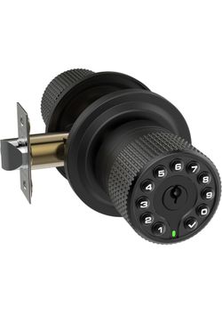 Keypad & Key Smart Door Lock, 50 User Codes, Waterproof, Auto Lock - Matte Black
