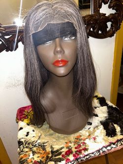 Gray Lace Front Straight Bob Wig