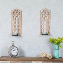 Set of 2 19in. H Wood Ornate Wall Sconces