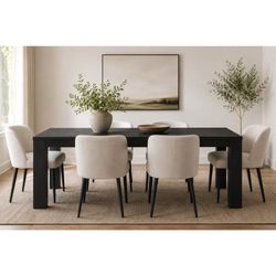 75” Solid Acacia Wood Dining Table – Brushed Black - $1,000 Retail “open Box” - Delivery Available