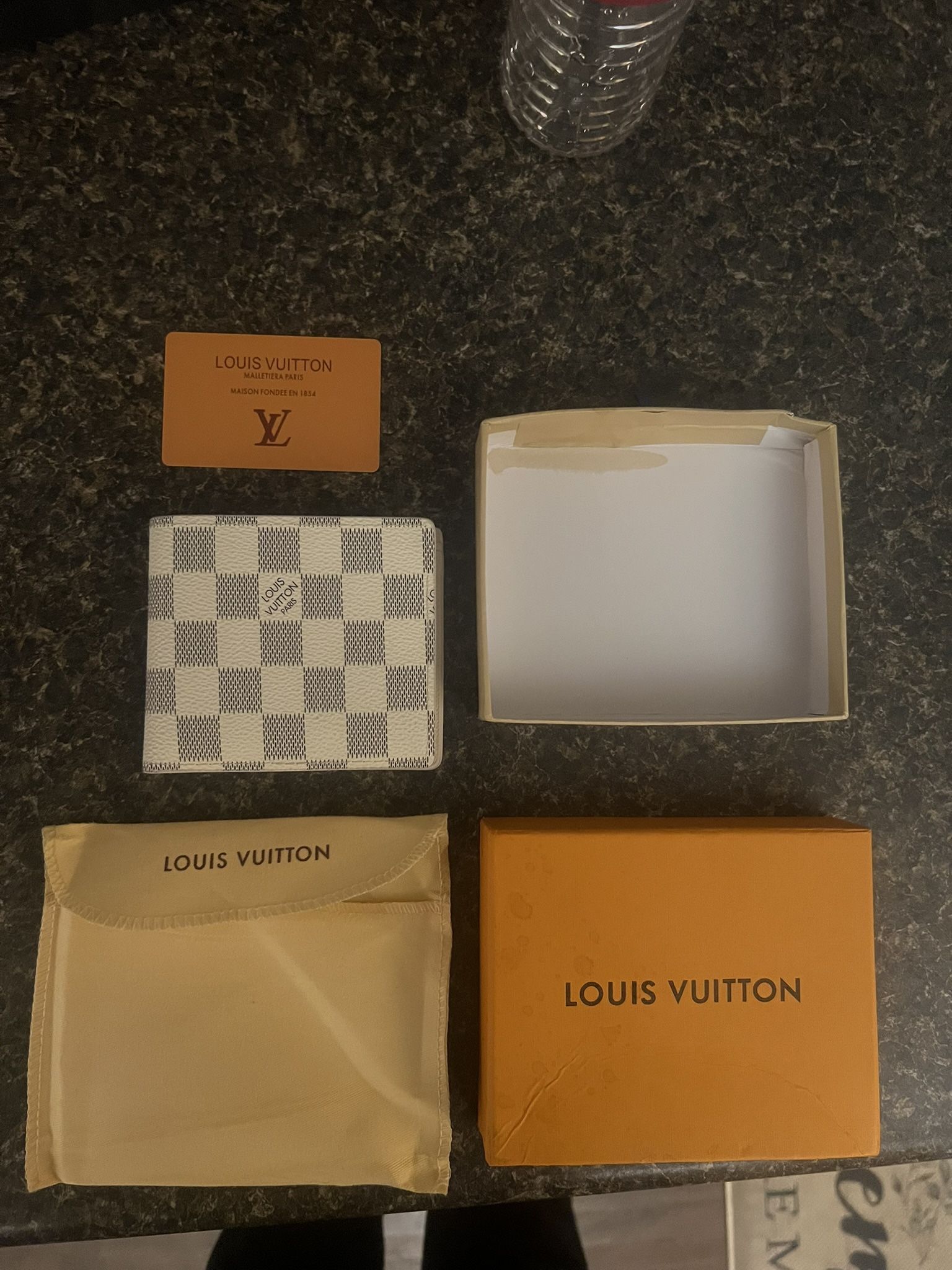Louis Vuitton Wallet, Bi-Fold, White Grid