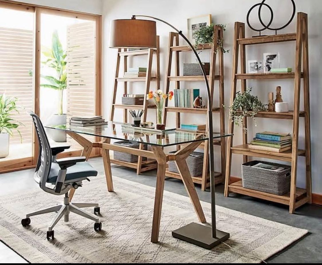 Crate & Barrel Glass Top Desk Or Table 