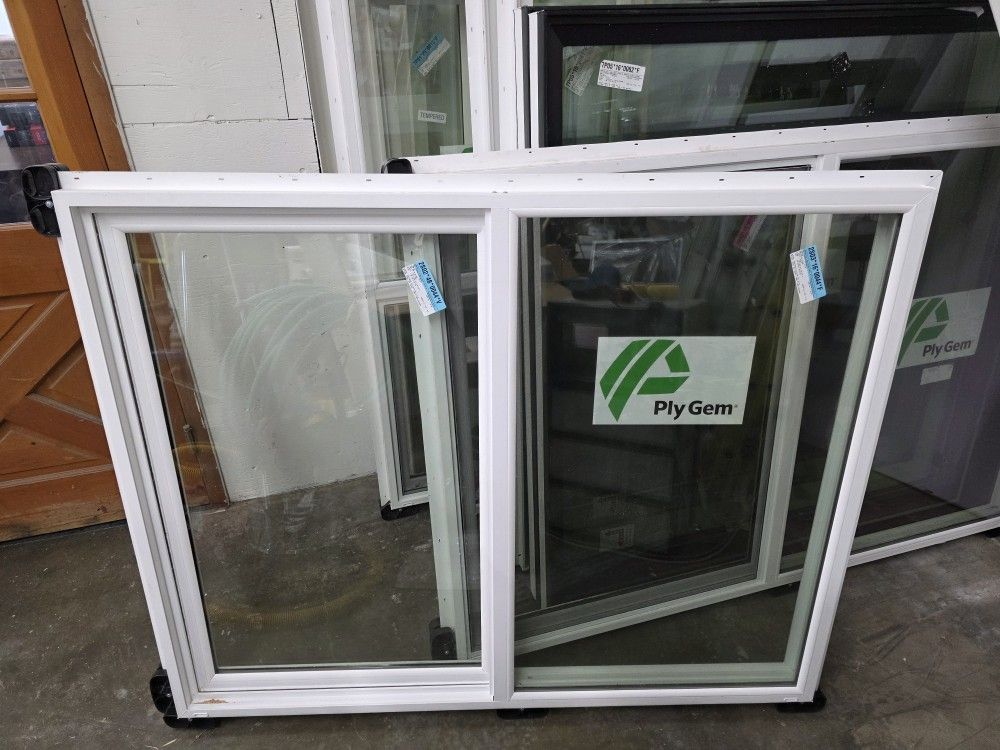 Vinyl White Sliding Window 59 1/2" Wide X 47 1/2 High