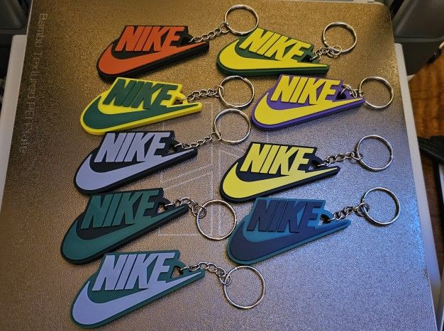 Nike Swoosh And Lettering Keychain Or Back Pack Charm