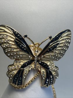 New Betsey Johnson Necklace Butterfly Black And White Collectible Decorative. New