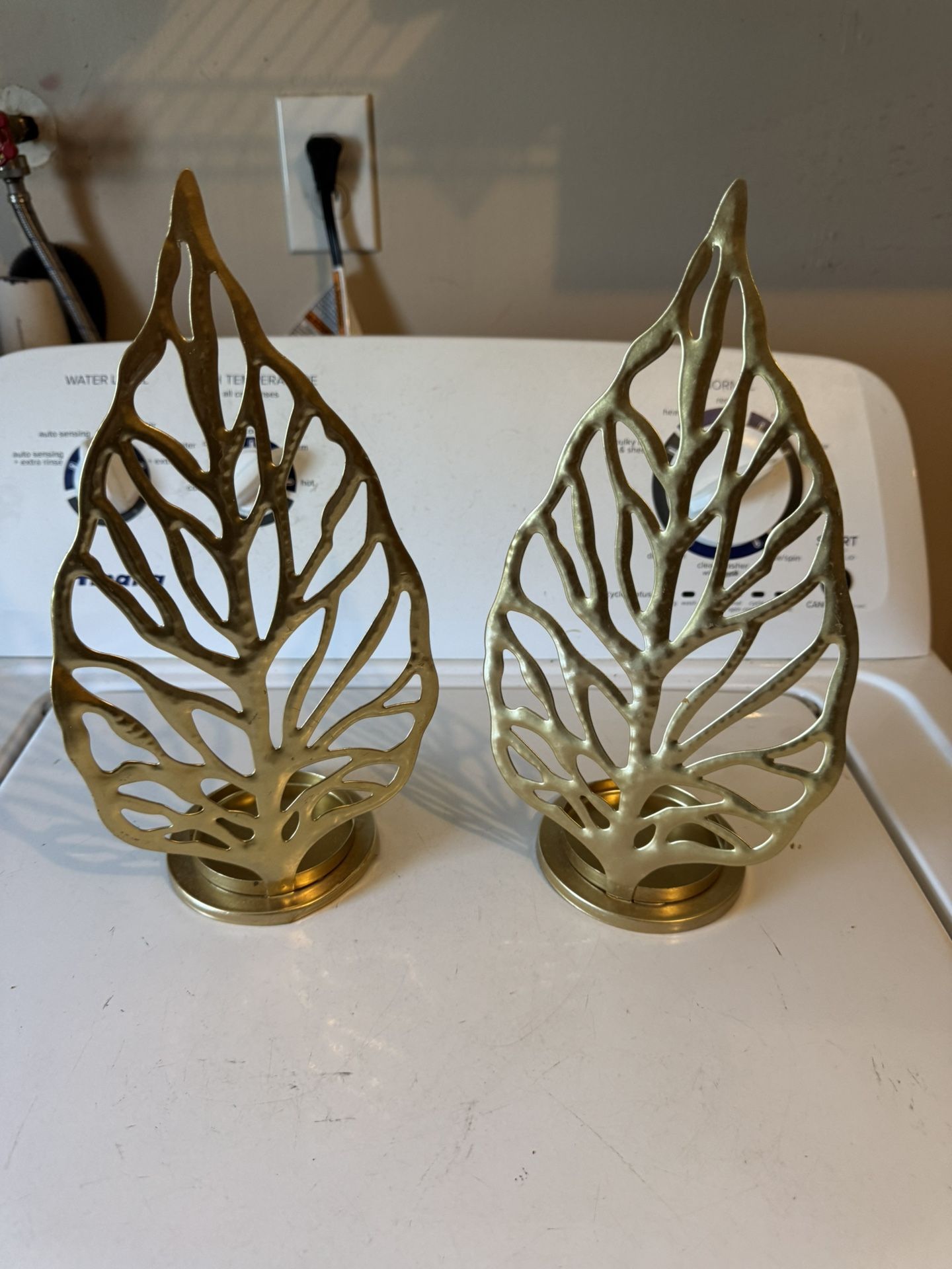 Lightweight Gold Leaf Candle Holders