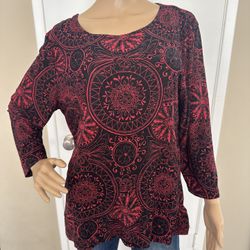 Women’s Red And Black Blouse Size L