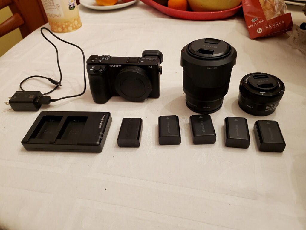 Sony A6500 Camera with 2 Zoom Lenses & 5 Batteries