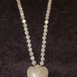 Vintage 14k Fine Rose Quartz Pearl Gold Clasp Bead Necklace 
