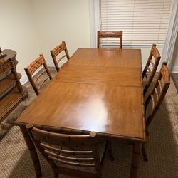 7-Piece Dining Table Set with 6 Chairs - Bamboo / Tropical Style