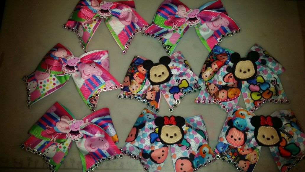 5 inch Peppa Pig and Tsum Tsum inspired hair bows.